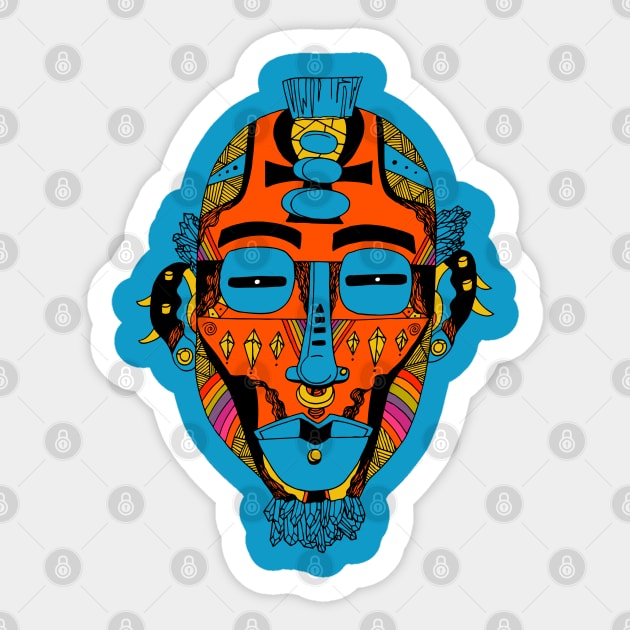 Orange Blue African Mask 5 Sticker by kenallouis